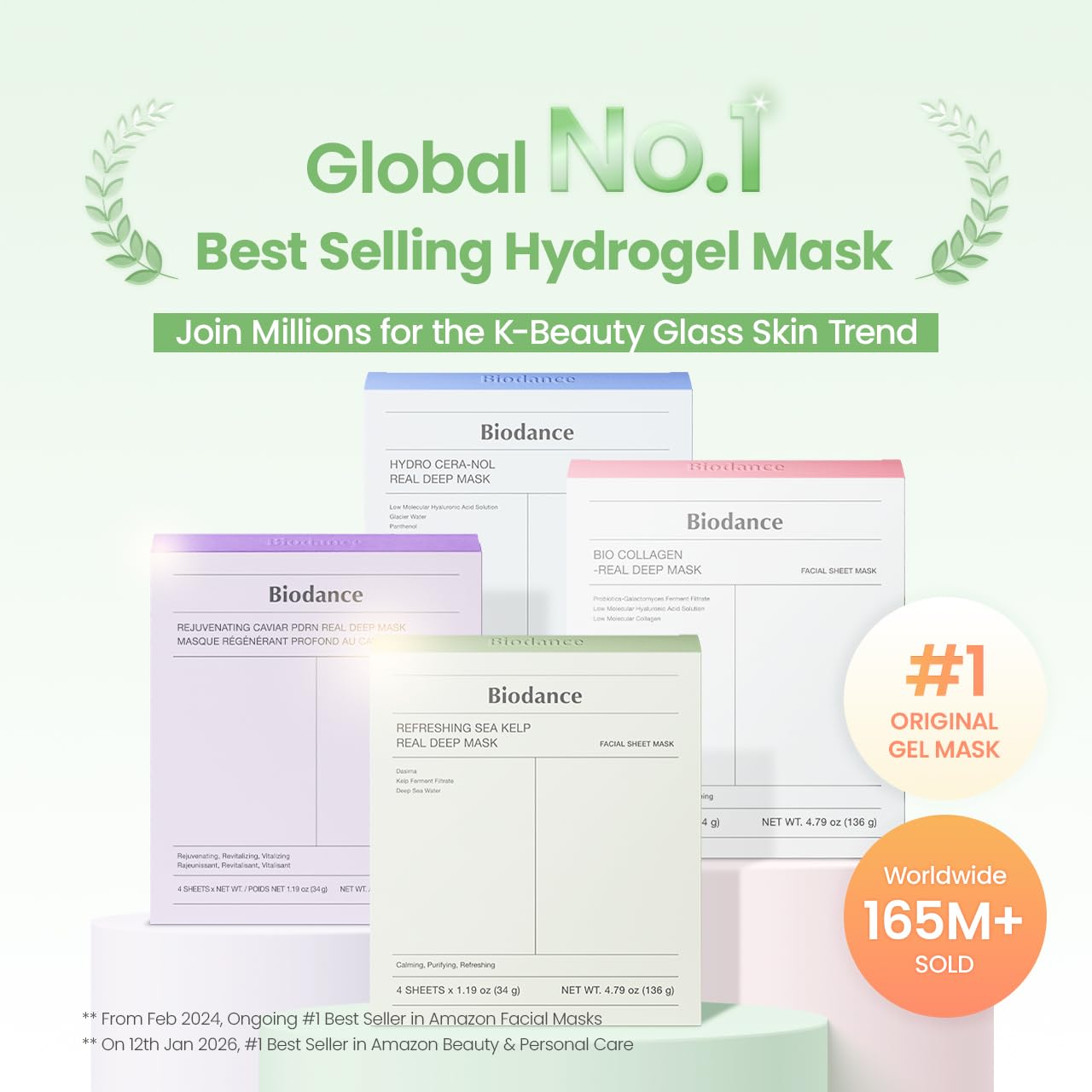 BIODANCE Bio-Collagen Real Deep Mask, Hydrating Overnight Hydrogel Face Mask, Pore Minimizing, Plumping, Elasticity Improvement, Korean Skin Care, Self Care Gifts for Women | 1.19oz(34g) x 16ea